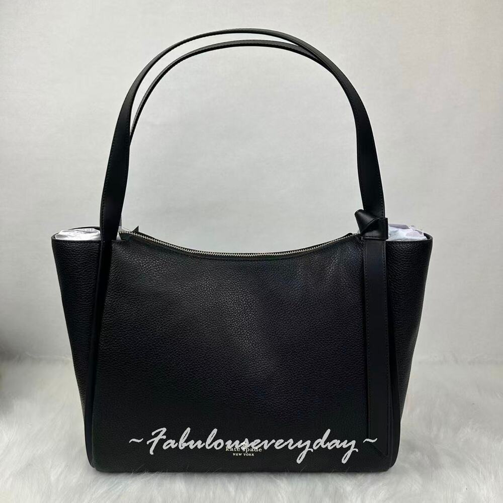 Kate Spade Knott Tote Bag Shoulder Bag In Leather/Silver/Black KN658 NWT